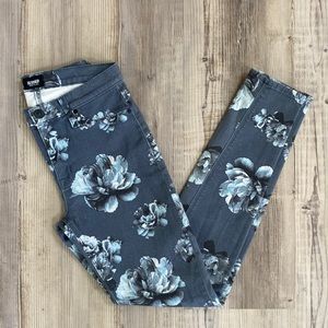Hudson Nico Super Skinny Jeans Midrise Floral Peonies Stretch Multicolor size 27